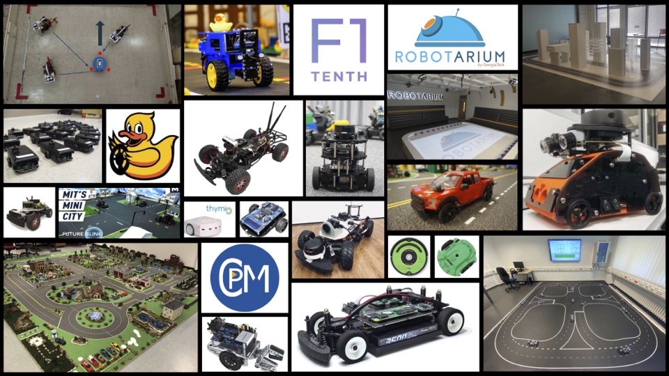 Small-scale vehicle and robot testbeds reviewed in the survey